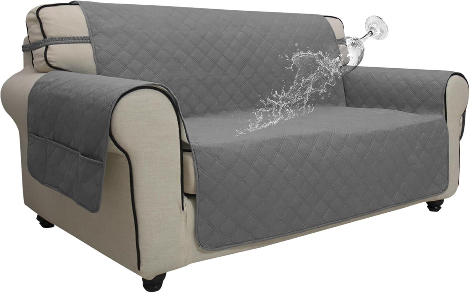 image:imageEasyGoing Sofa Slipcover Waterproof Couch Cover for 3 Cushion Couch Sofa Cover Furniture Protector Cover Pets Covers Washable NonSlip Fabric Pets Kids Children Dog Cat Sofa ChocolateGrey