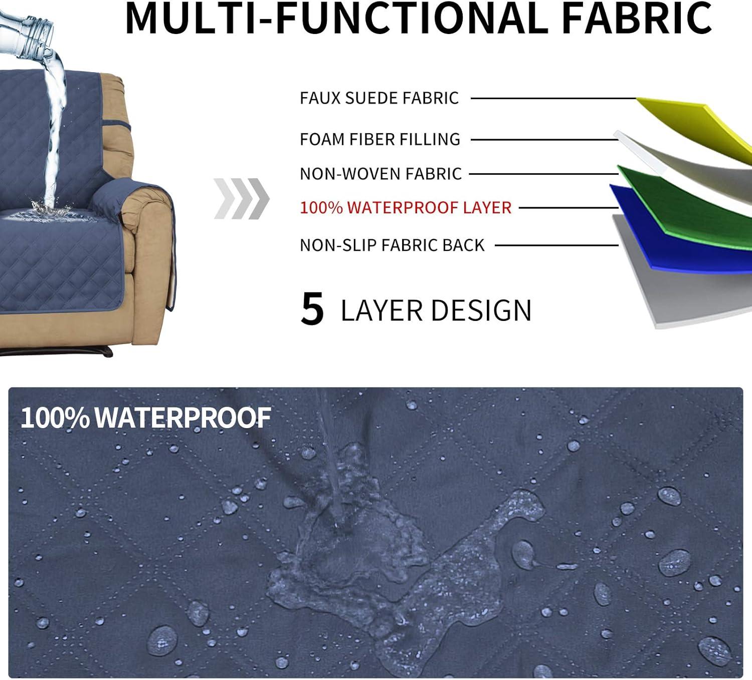 image:imageEasyGoing Sofa Slipcover Waterproof Couch Cover for 3 Cushion Couch Sofa Cover Furniture Protector Cover Pets Covers Washable NonSlip Fabric Pets Kids Children Dog Cat Sofa ChocolateNavy