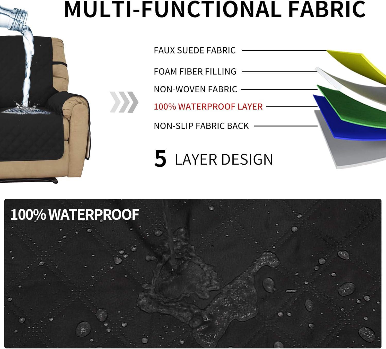 image:imageEasyGoing Sofa Slipcover Waterproof Couch Cover for 3 Cushion Couch Sofa Cover Furniture Protector Cover Pets Covers Washable NonSlip Fabric Pets Kids Children Dog Cat Sofa ChocolateBlack