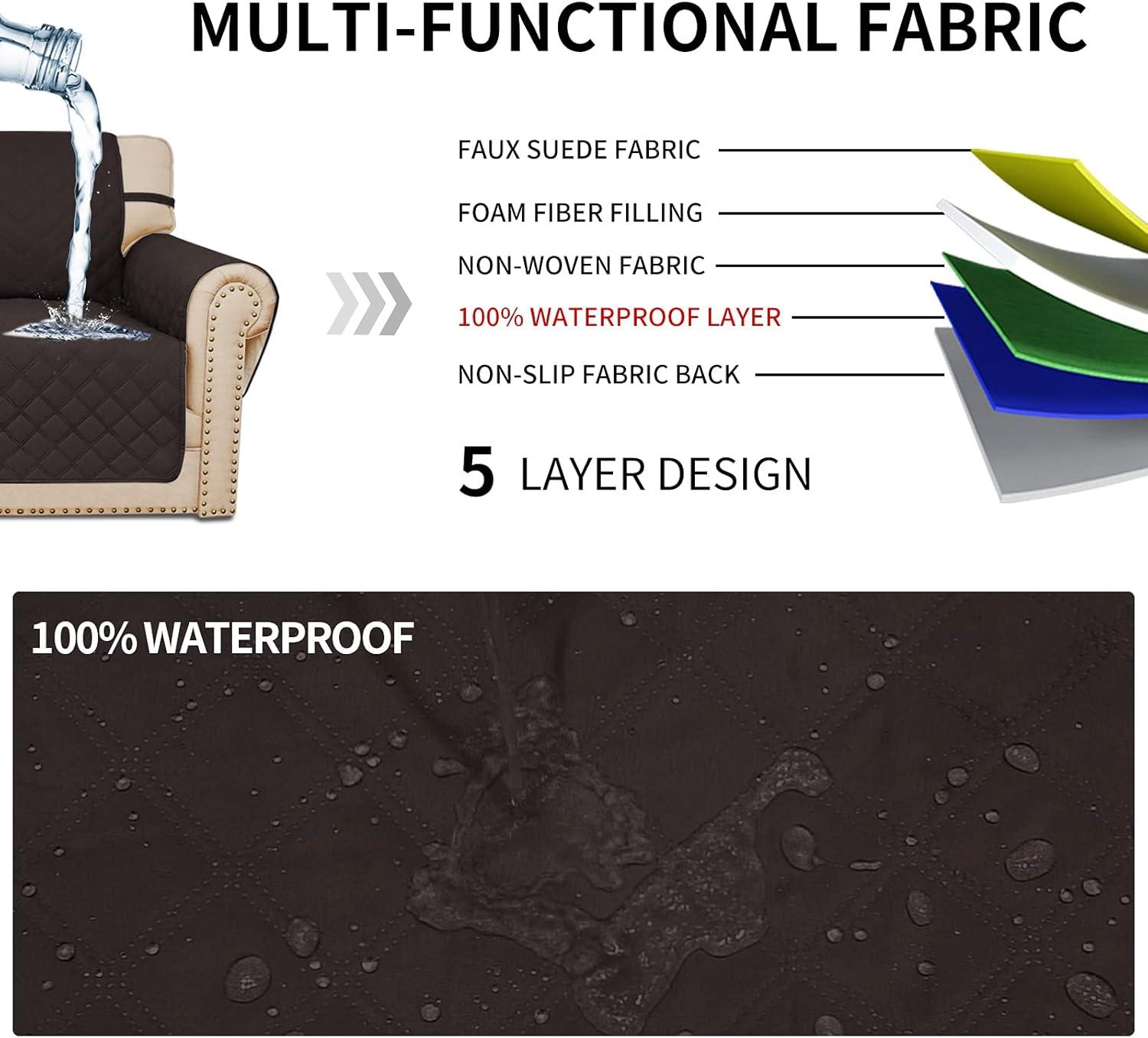 image:imageEasyGoing Sofa Slipcover Waterproof Couch Cover for 3 Cushion Couch Sofa Cover Furniture Protector Cover Pets Covers Washable NonSlip Fabric Pets Kids Children Dog Cat Sofa ChocolateChocolate