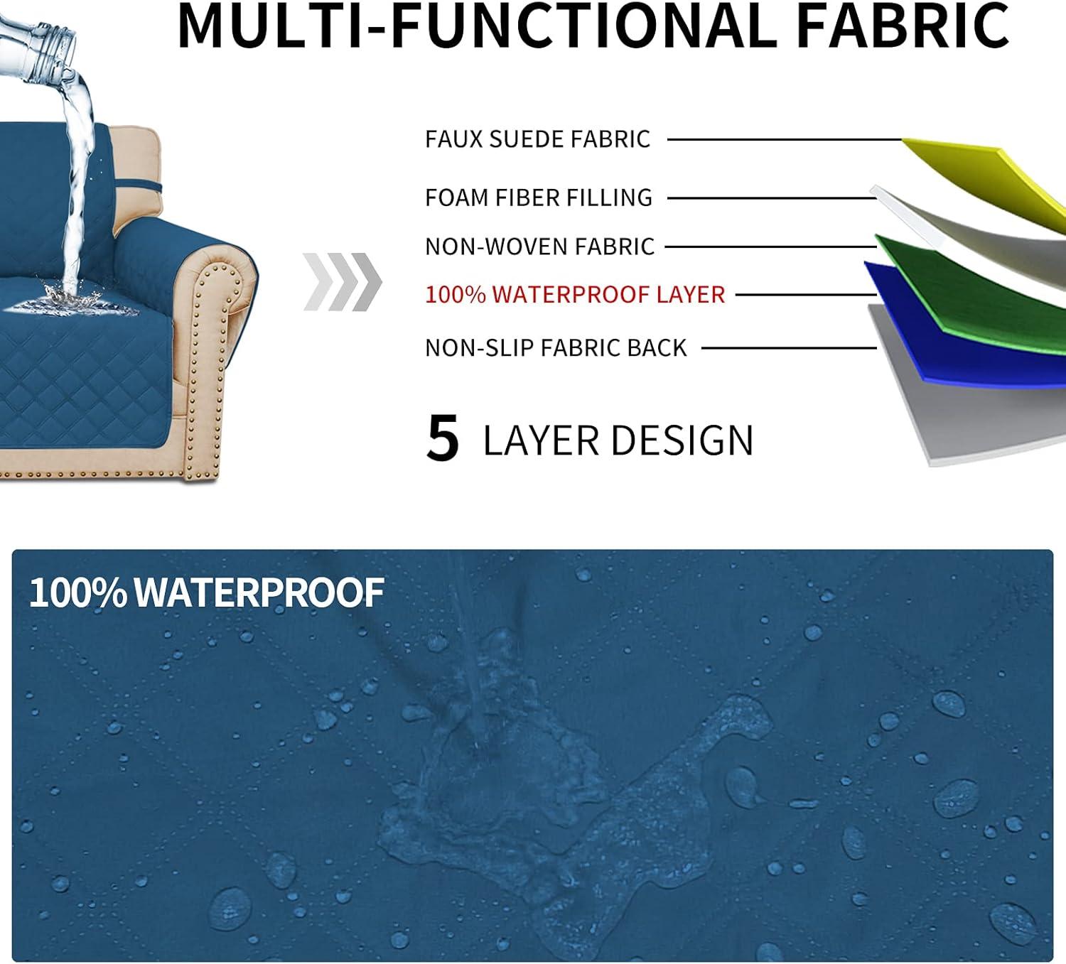 image:imageEasyGoing Sofa Slipcover Waterproof Couch Cover for 3 Cushion Couch Sofa Cover Furniture Protector Cover Pets Covers Washable NonSlip Fabric Pets Kids Children Dog Cat Sofa ChocolatePeacock Blue