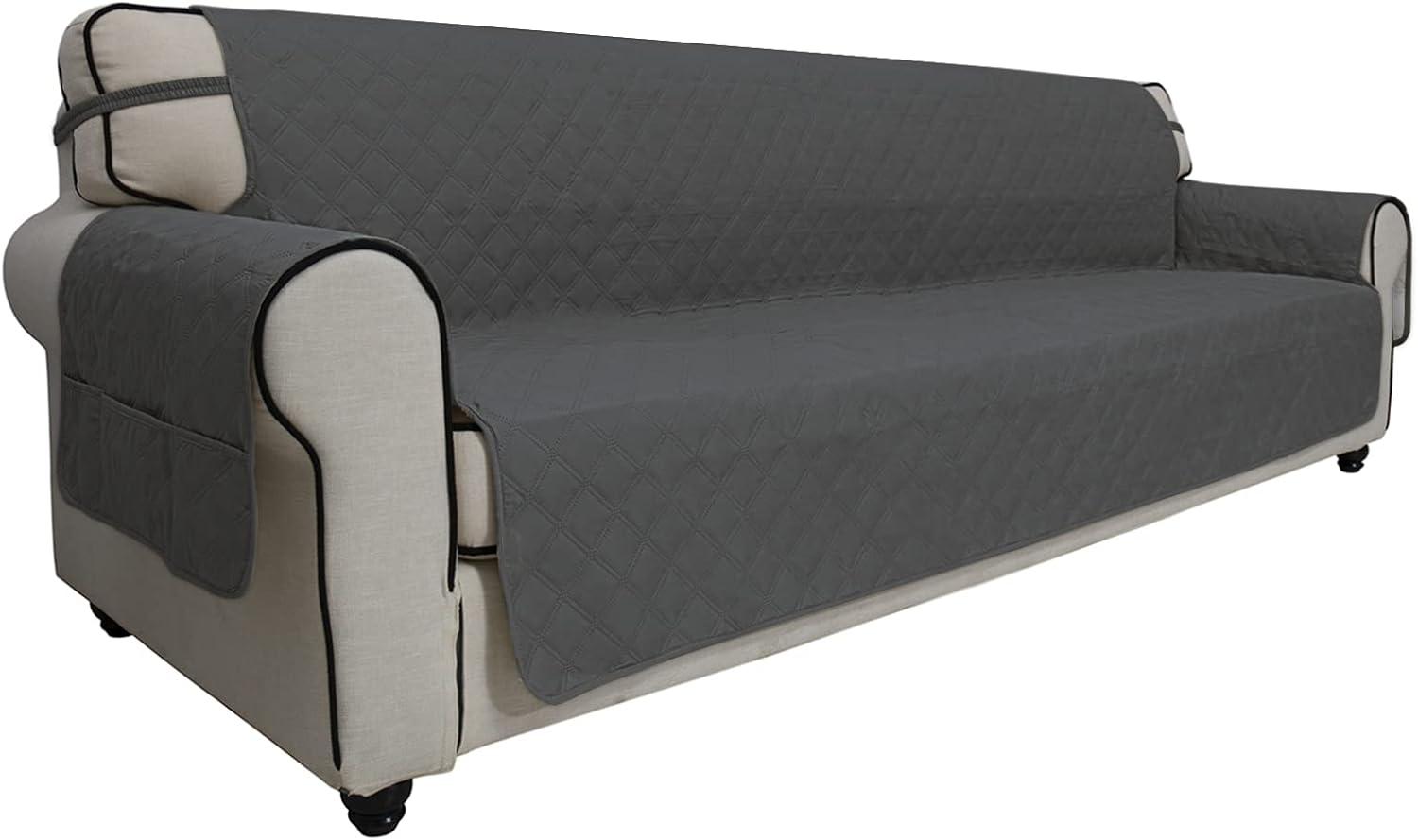image:imageEasyGoing Sofa Slipcover Waterproof Couch Cover for 3 Cushion Couch Sofa Cover Furniture Protector Cover Pets Covers Washable NonSlip Fabric Pets Kids Children Dog Cat Sofa ChocolateDark Gray