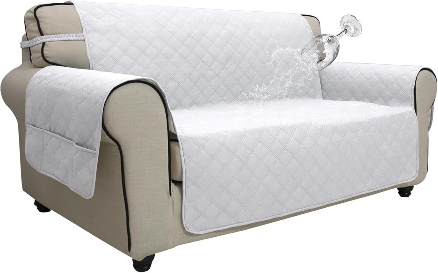 image:imageEasyGoing Sofa Slipcover Waterproof Couch Cover for 3 Cushion Couch Sofa Cover Furniture Protector Cover Pets Covers Washable NonSlip Fabric Pets Kids Children Dog Cat Sofa ChocolateWhite