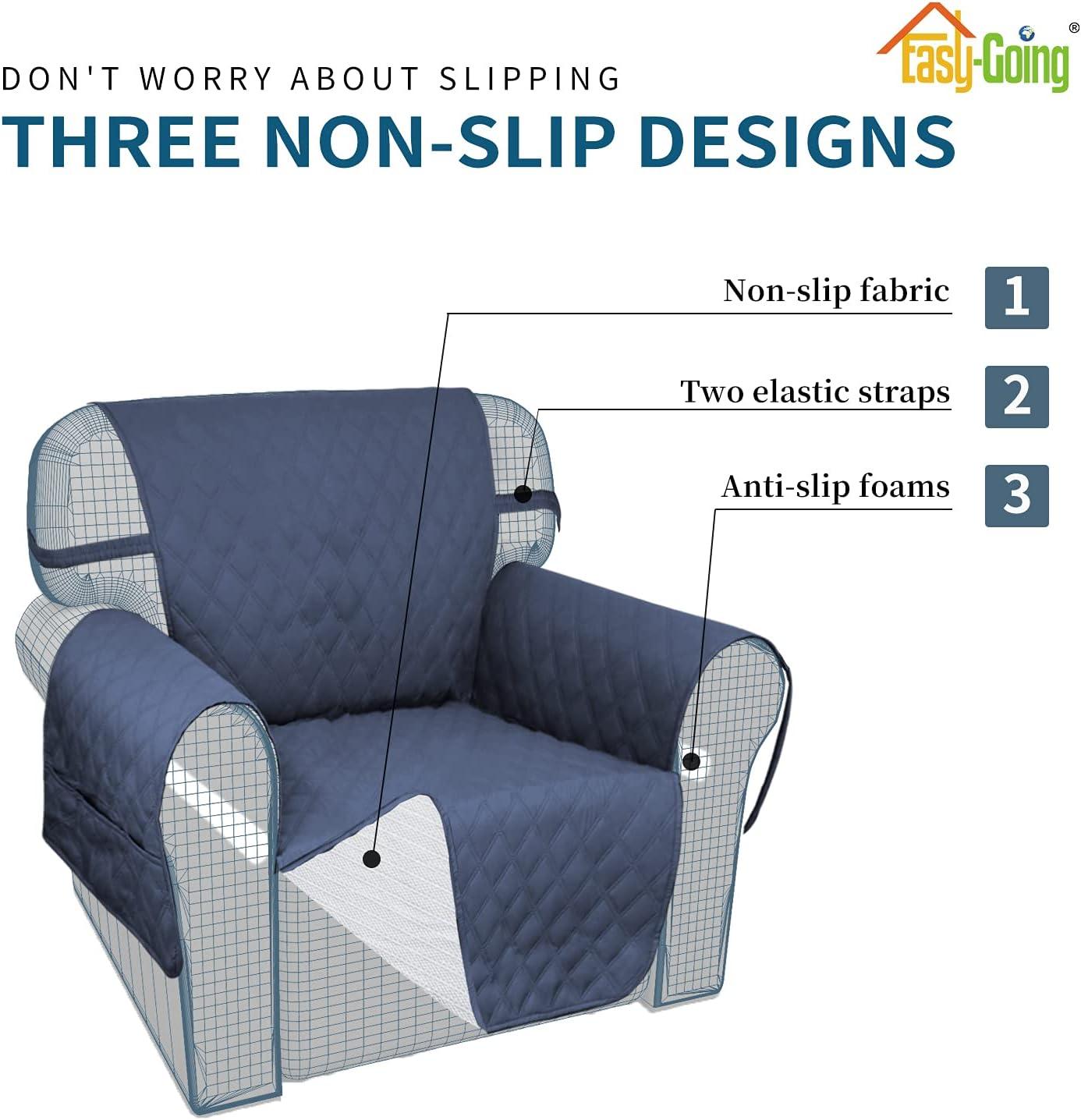 image:imageEasyGoing Sofa Slipcover Waterproof Couch Cover for 3 Cushion Couch Sofa Cover Furniture Protector Cover Pets Covers Washable NonSlip Fabric Pets Kids Children Dog Cat Sofa ChocolateNavy