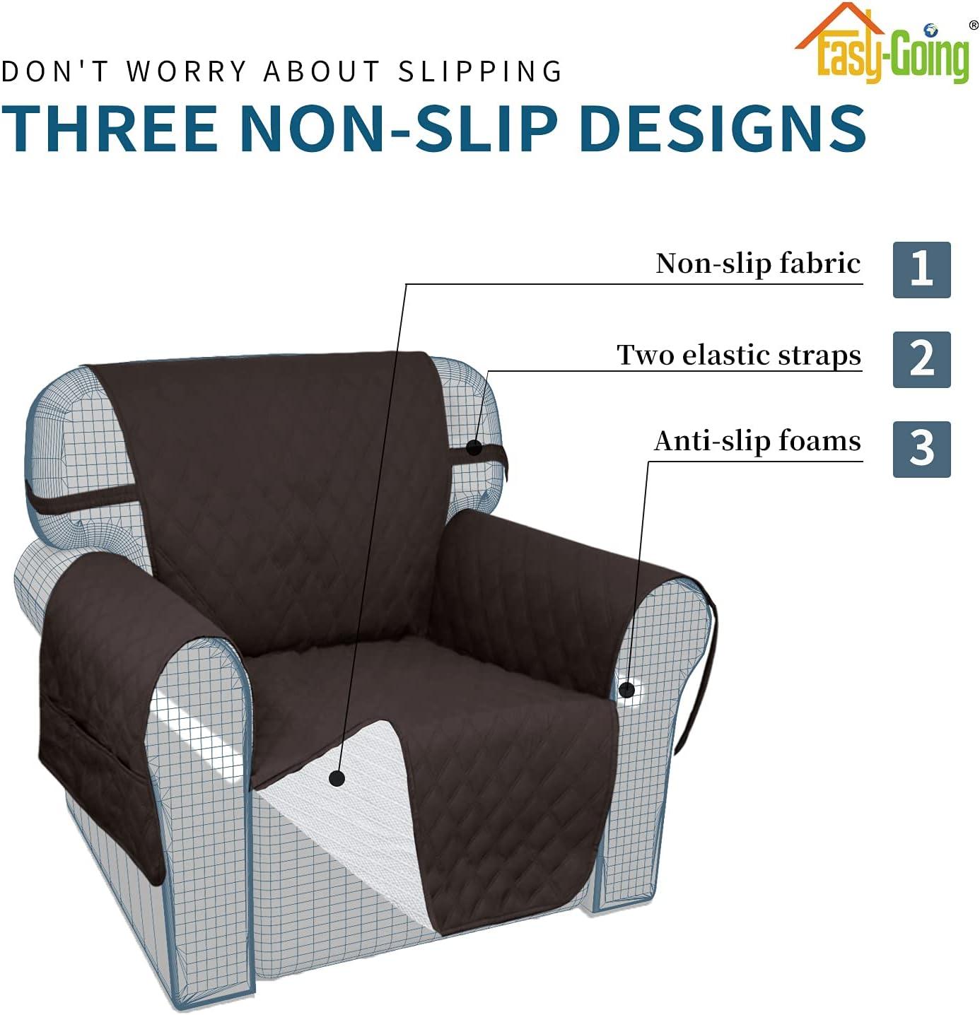 image:imageEasyGoing Sofa Slipcover Waterproof Couch Cover for 3 Cushion Couch Sofa Cover Furniture Protector Cover Pets Covers Washable NonSlip Fabric Pets Kids Children Dog Cat Sofa ChocolateChocolate