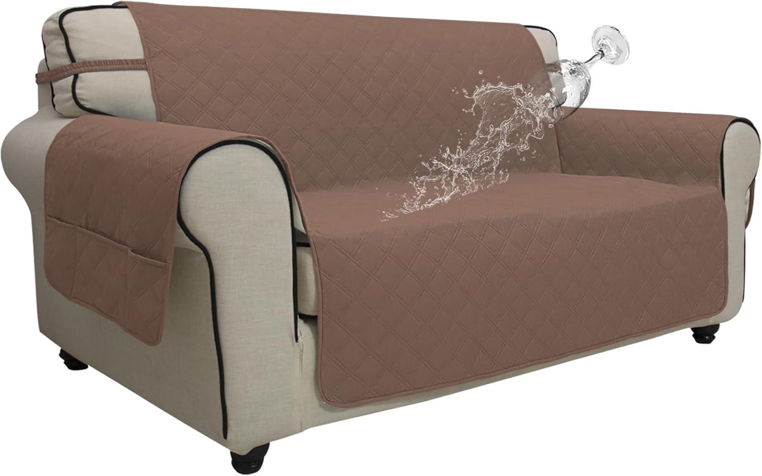 image:imageEasyGoing Sofa Slipcover Waterproof Couch Cover for 3 Cushion Couch Sofa Cover Furniture Protector Cover Pets Covers Washable NonSlip Fabric Pets Kids Children Dog Cat Sofa ChocolateBrown