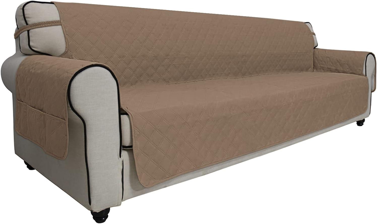 image:imageEasyGoing Sofa Slipcover Waterproof Couch Cover for 3 Cushion Couch Sofa Cover Furniture Protector Cover Pets Covers Washable NonSlip Fabric Pets Kids Children Dog Cat Sofa ChocolateCamel