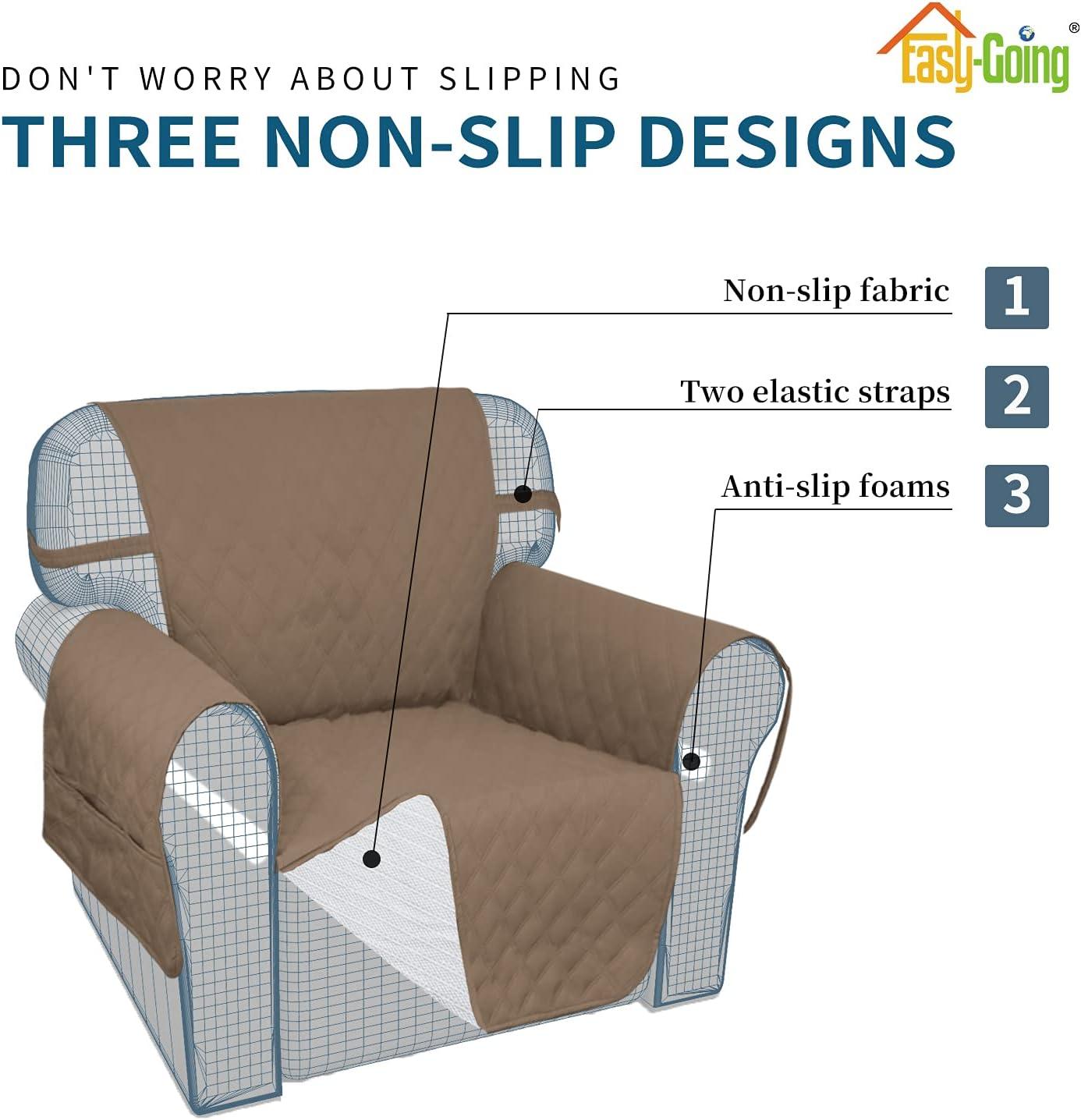 image:imageEasyGoing Sofa Slipcover Waterproof Couch Cover for 3 Cushion Couch Sofa Cover Furniture Protector Cover Pets Covers Washable NonSlip Fabric Pets Kids Children Dog Cat Sofa ChocolateCamel