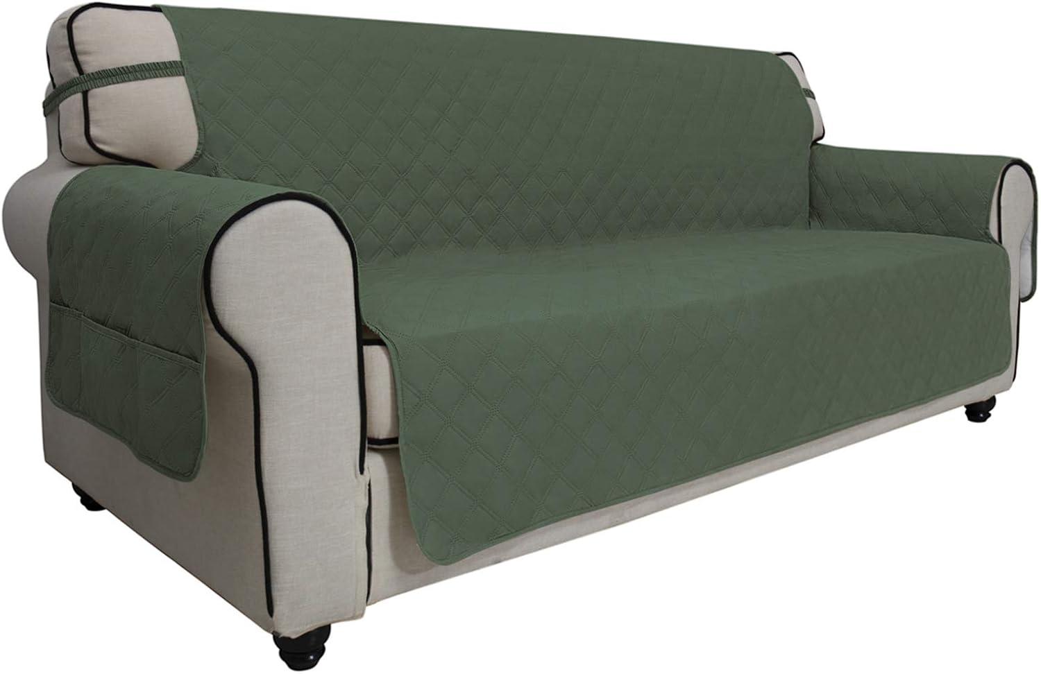 image:imageEasyGoing Sofa Slipcover Waterproof Couch Cover for 3 Cushion Couch Sofa Cover Furniture Protector Cover Pets Covers Washable NonSlip Fabric Pets Kids Children Dog Cat Sofa ChocolateGreyish Green