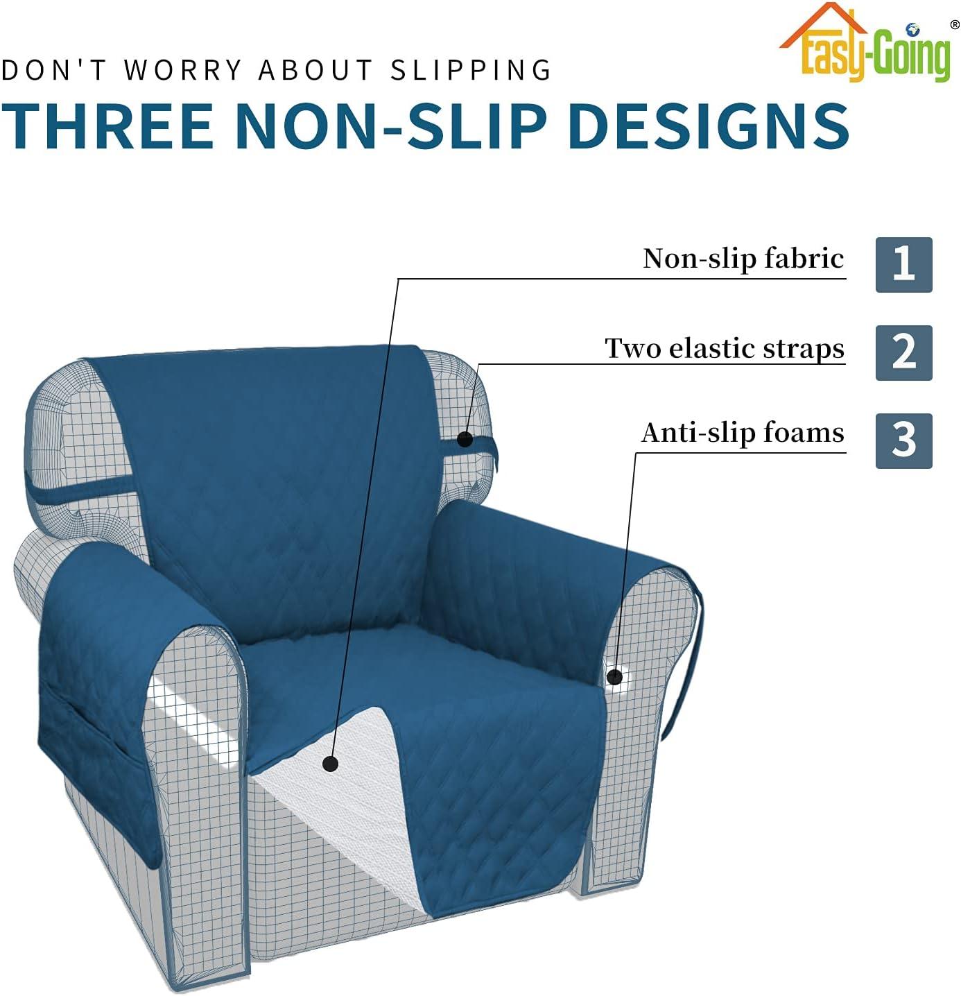image:imageEasyGoing Sofa Slipcover Waterproof Couch Cover for 3 Cushion Couch Sofa Cover Furniture Protector Cover Pets Covers Washable NonSlip Fabric Pets Kids Children Dog Cat Sofa ChocolatePeacock Blue