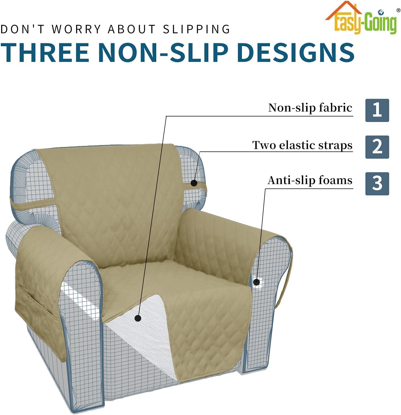 image:imageEasyGoing Sofa Slipcover Waterproof Couch Cover for 3 Cushion Couch Sofa Cover Furniture Protector Cover Pets Covers Washable NonSlip Fabric Pets Kids Children Dog Cat Sofa ChocolateSand
