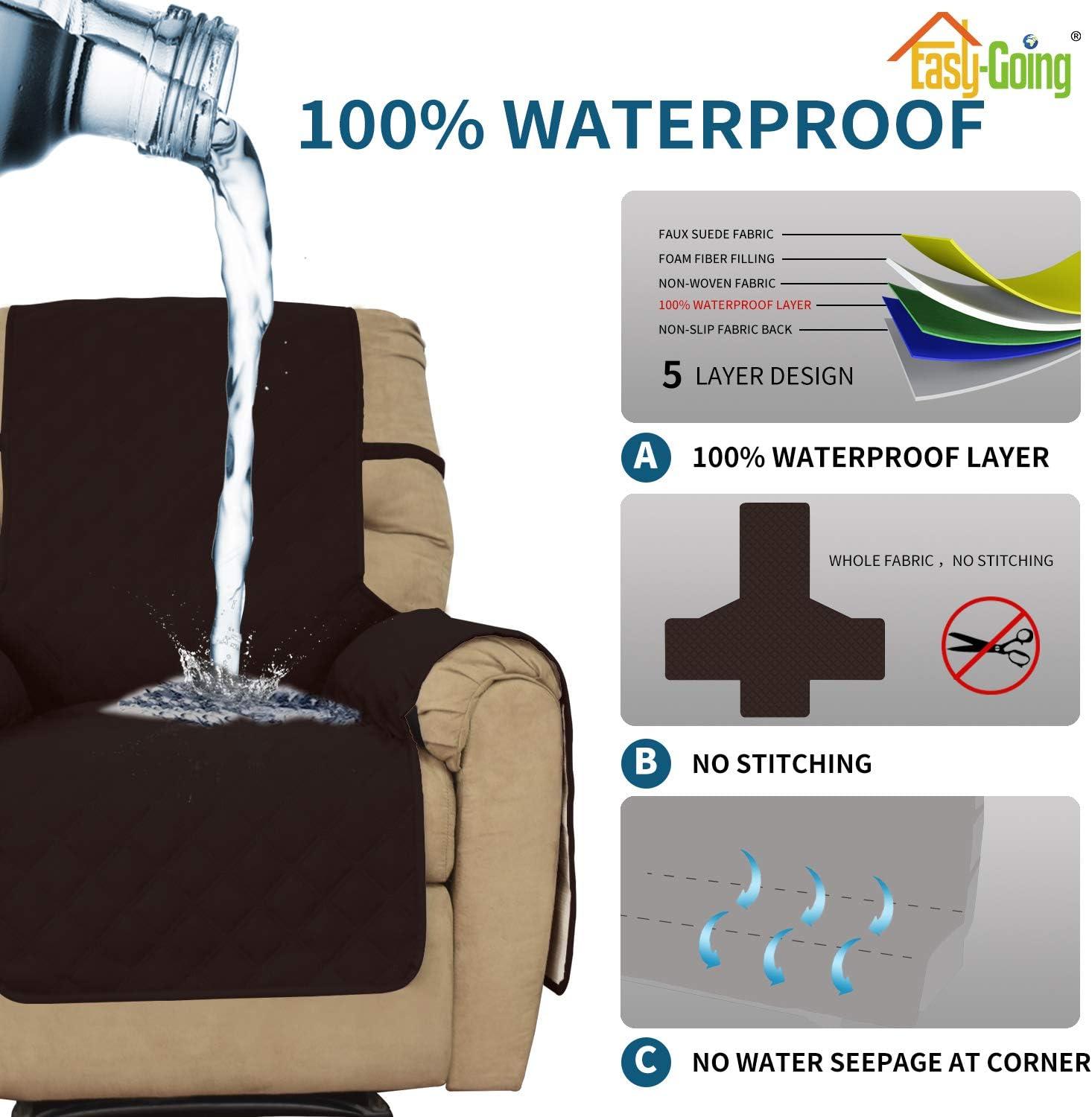 image:imageEasyGoing Sofa Slipcover Waterproof Couch Cover for 3 Cushion Couch Sofa Cover Furniture Protector Cover Pets Covers Washable NonSlip Fabric Pets Kids Children Dog Cat Sofa ChocolateChocolate