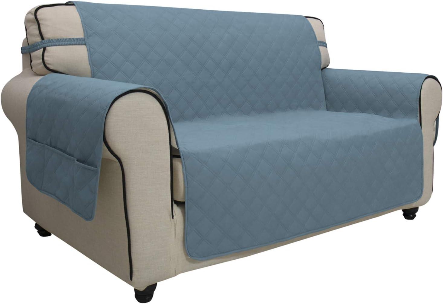 image:imageEasyGoing Sofa Slipcover Waterproof Couch Cover for 3 Cushion Couch Sofa Cover Furniture Protector Cover Pets Covers Washable NonSlip Fabric Pets Kids Children Dog Cat Sofa ChocolateLight Blue