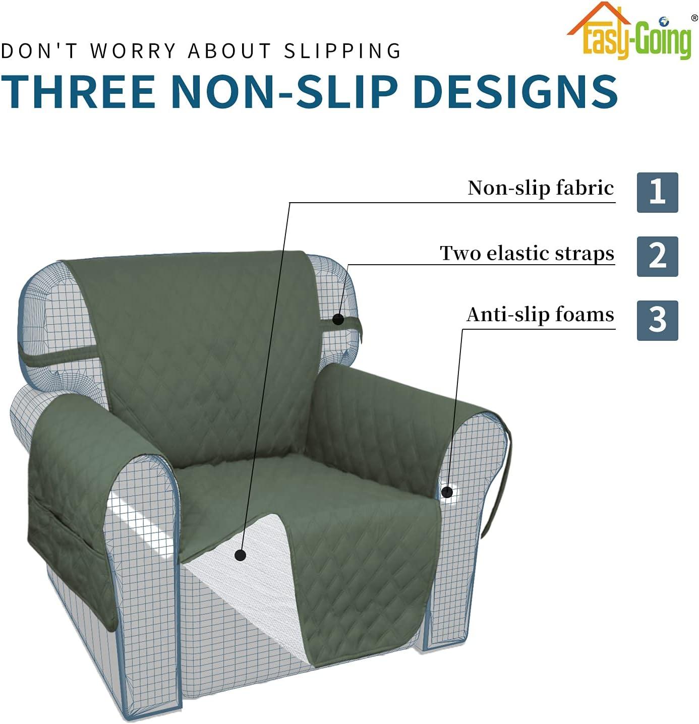 image:imageEasyGoing Sofa Slipcover Waterproof Couch Cover for 3 Cushion Couch Sofa Cover Furniture Protector Cover Pets Covers Washable NonSlip Fabric Pets Kids Children Dog Cat Sofa ChocolateGreyish Green