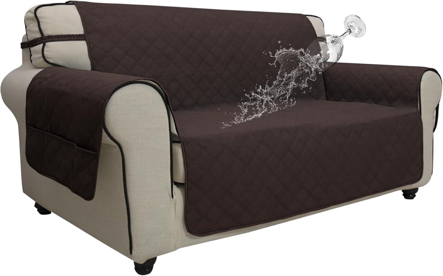 image:imageEasyGoing Sofa Slipcover Waterproof Couch Cover for 3 Cushion Couch Sofa Cover Furniture Protector Cover Pets Covers Washable NonSlip Fabric Pets Kids Children Dog Cat Sofa ChocolateChocolate