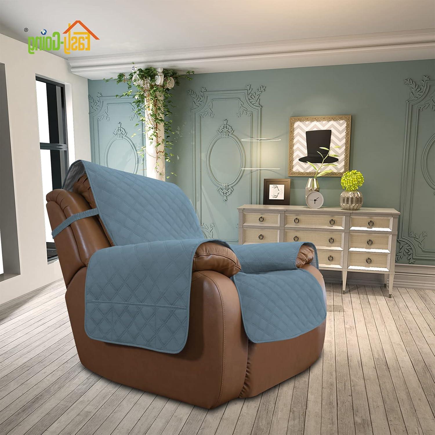 image:imageEasyGoing Sofa Slipcover Waterproof Couch Cover for 3 Cushion Couch Sofa Cover Furniture Protector Cover Pets Covers Washable NonSlip Fabric Pets Kids Children Dog Cat Sofa ChocolateLight Blue