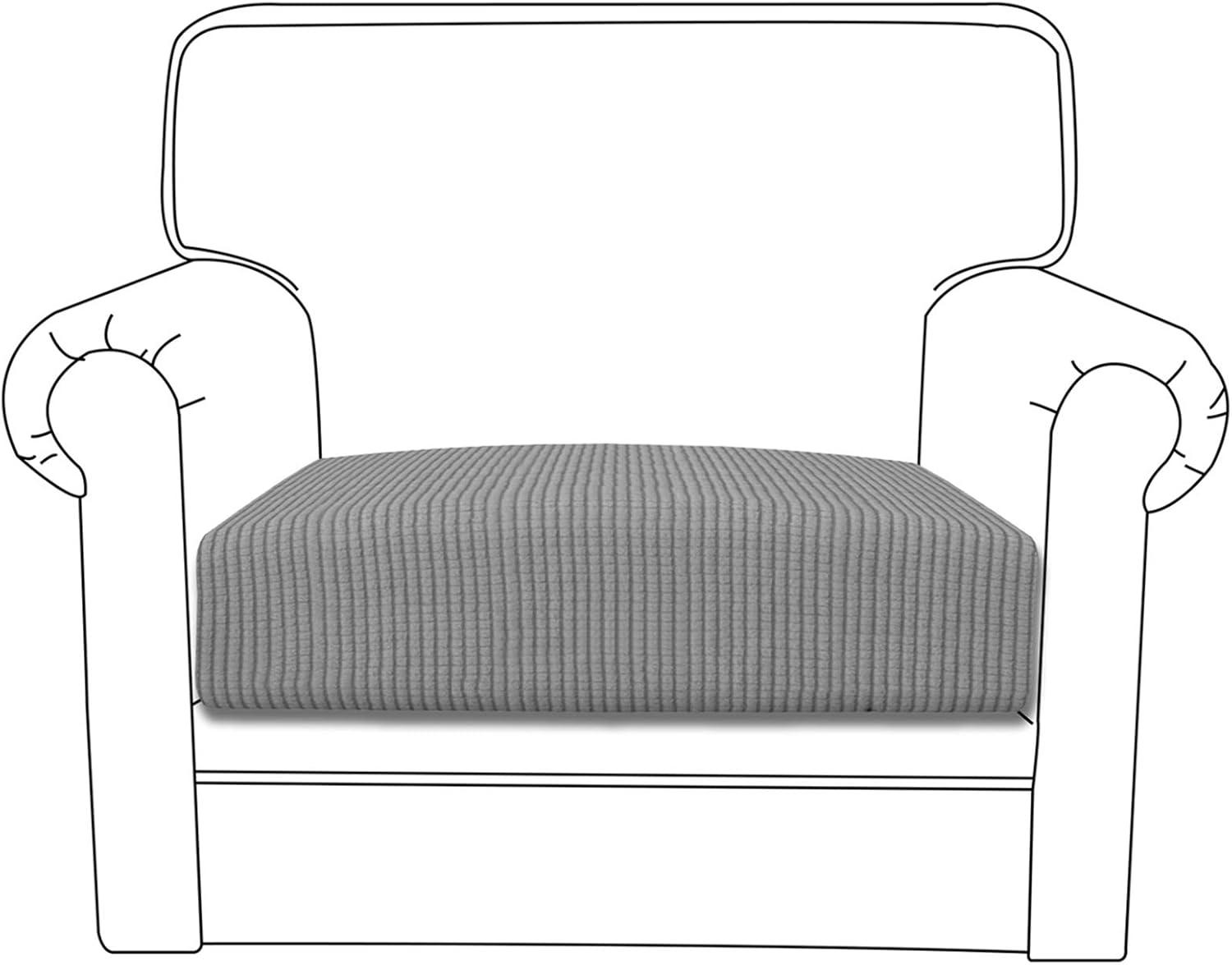 image:imageEasyGoing Stretch 4 Pieces Couch Cushion Covers for Sectional Sofa LeftRight L Shape Chaise Lounge Sofa Seat slipcover AntiSlip Sofa Cover Soft 3 Seater 1 Chaise Dark GrayLight Gray