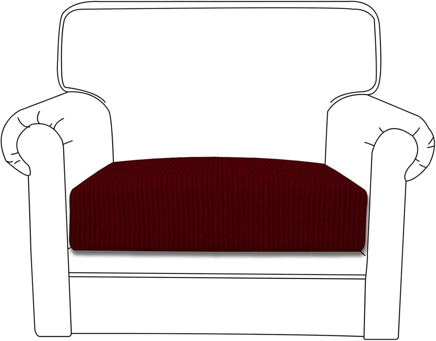 image:imageEasyGoing Stretch 4 Pieces Couch Cushion Covers for Sectional Sofa LeftRight L Shape Chaise Lounge Sofa Seat slipcover AntiSlip Sofa Cover Soft 3 Seater 1 Chaise Dark GrayWine