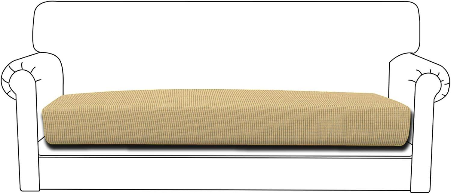 image:imageEasyGoing Stretch 4 Pieces Couch Cushion Covers for Sectional Sofa LeftRight L Shape Chaise Lounge Sofa Seat slipcover AntiSlip Sofa Cover Soft 3 Seater 1 Chaise Dark GrayBeige
