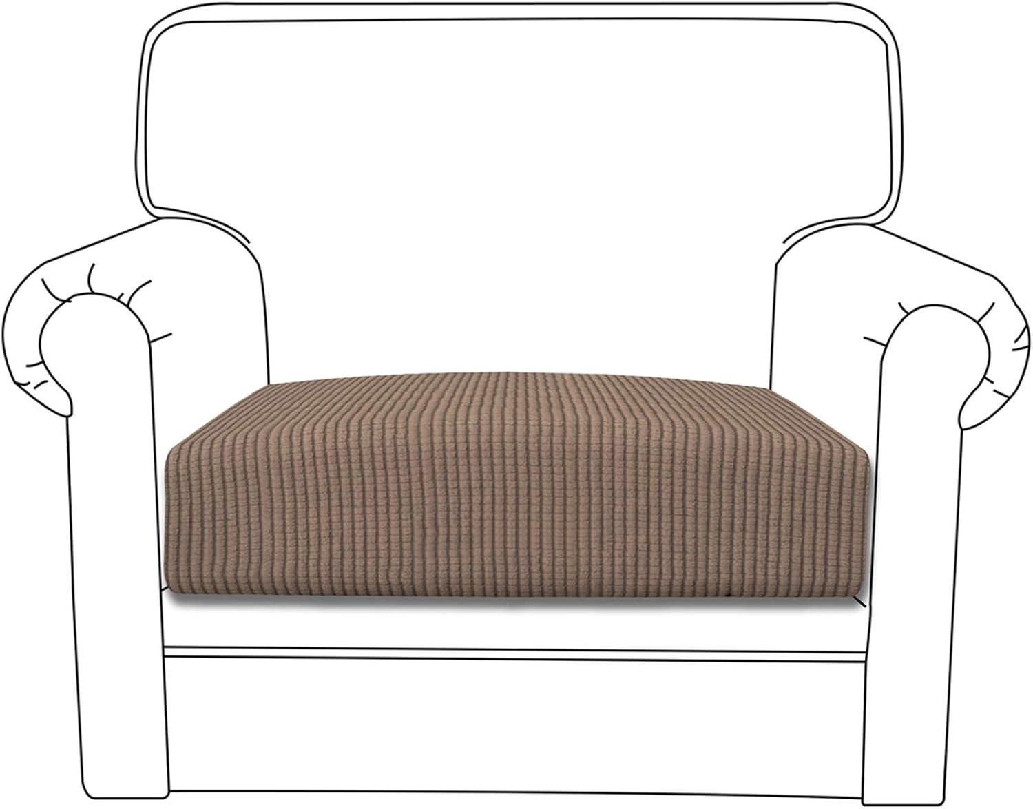 image:imageEasyGoing Stretch 4 Pieces Couch Cushion Covers for Sectional Sofa LeftRight L Shape Chaise Lounge Sofa Seat slipcover AntiSlip Sofa Cover Soft 3 Seater 1 Chaise Dark GrayCamel