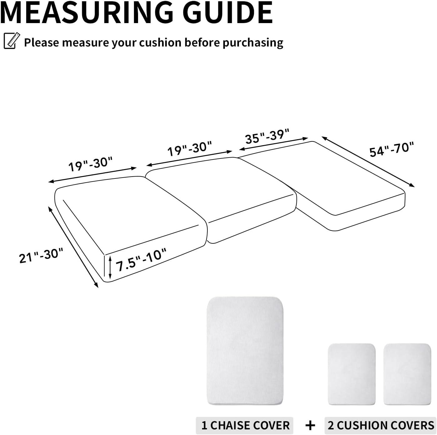 image:imageEasyGoing Stretch 4 Pieces Couch Cushion Covers for Sectional Sofa LeftRight L Shape Chaise Lounge Sofa Seat slipcover AntiSlip Sofa Cover Soft 3 Seater 1 Chaise Dark GraySnow White