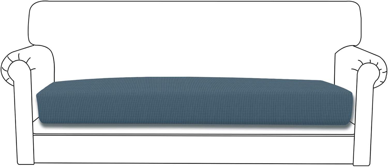 image:imageEasyGoing Stretch 4 Pieces Couch Cushion Covers for Sectional Sofa LeftRight L Shape Chaise Lounge Sofa Seat slipcover AntiSlip Sofa Cover Soft 3 Seater 1 Chaise Dark GrayBluestone