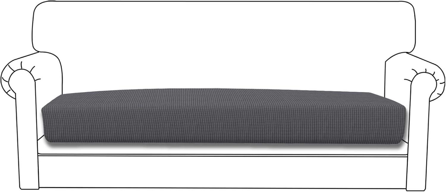 image:imageEasyGoing Stretch 4 Pieces Couch Cushion Covers for Sectional Sofa LeftRight L Shape Chaise Lounge Sofa Seat slipcover AntiSlip Sofa Cover Soft 3 Seater 1 Chaise Dark GrayGrey