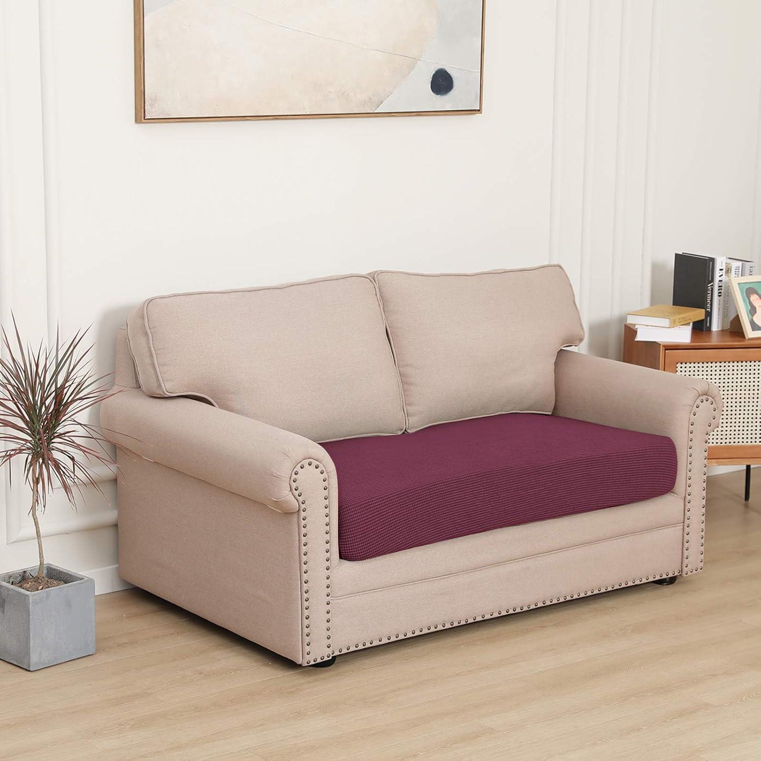 image:imageEasyGoing Stretch 4 Pieces Couch Cushion Covers for Sectional Sofa LeftRight L Shape Chaise Lounge Sofa Seat slipcover AntiSlip Sofa Cover Soft 3 Seater 1 Chaise Dark GrayAsh Rose