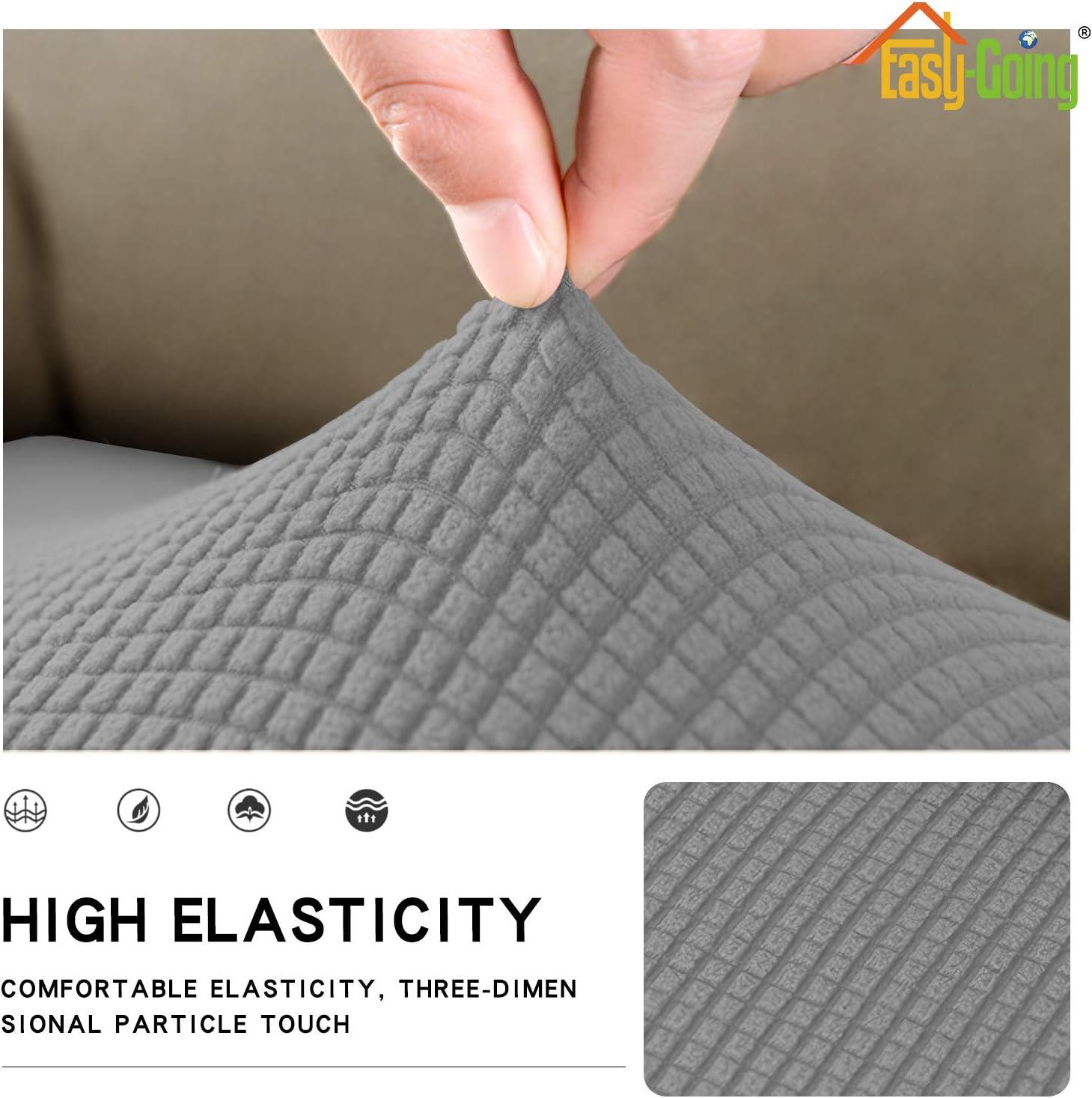 image:imageEasyGoing Stretch 4 Pieces Couch Cushion Covers for Sectional Sofa LeftRight L Shape Chaise Lounge Sofa Seat slipcover AntiSlip Sofa Cover Soft 3 Seater 1 Chaise Dark GrayLight Gray