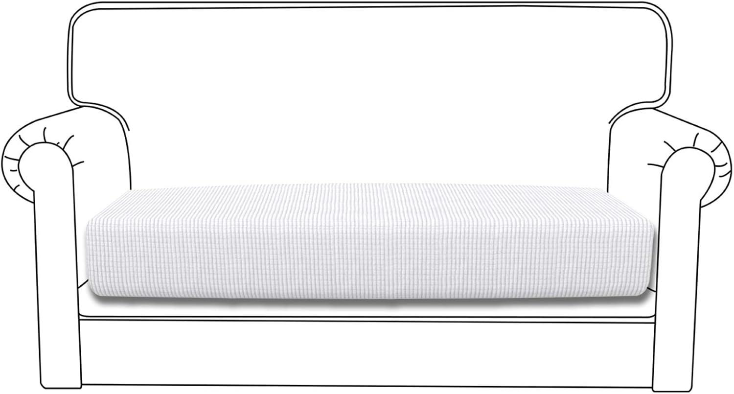 image:imageEasyGoing Stretch 4 Pieces Couch Cushion Covers for Sectional Sofa LeftRight L Shape Chaise Lounge Sofa Seat slipcover AntiSlip Sofa Cover Soft 3 Seater 1 Chaise Dark GraySnow White