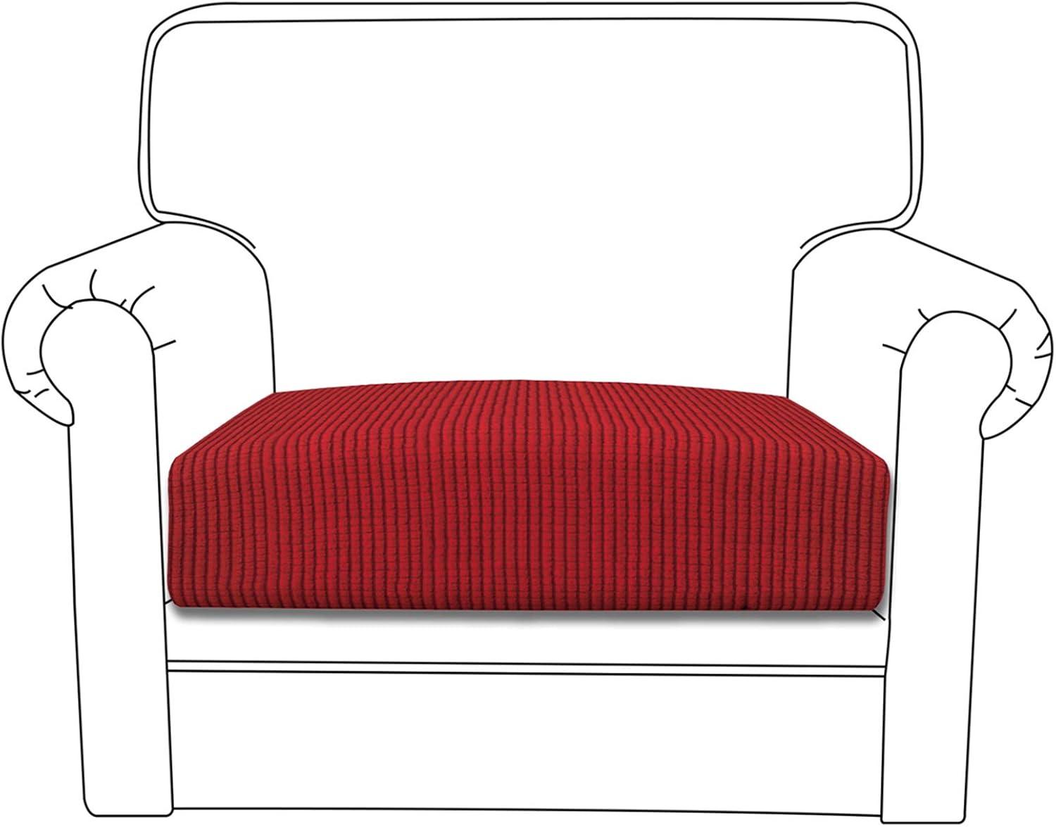 image:imageEasyGoing Stretch 4 Pieces Couch Cushion Covers for Sectional Sofa LeftRight L Shape Chaise Lounge Sofa Seat slipcover AntiSlip Sofa Cover Soft 3 Seater 1 Chaise Dark GrayChristmas Red