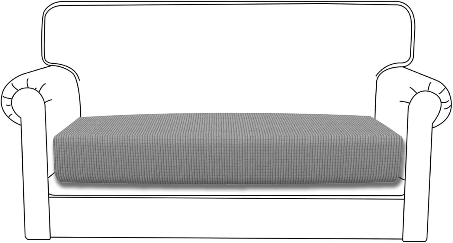 image:imageEasyGoing Stretch 4 Pieces Couch Cushion Covers for Sectional Sofa LeftRight L Shape Chaise Lounge Sofa Seat slipcover AntiSlip Sofa Cover Soft 3 Seater 1 Chaise Dark GrayLight Gray