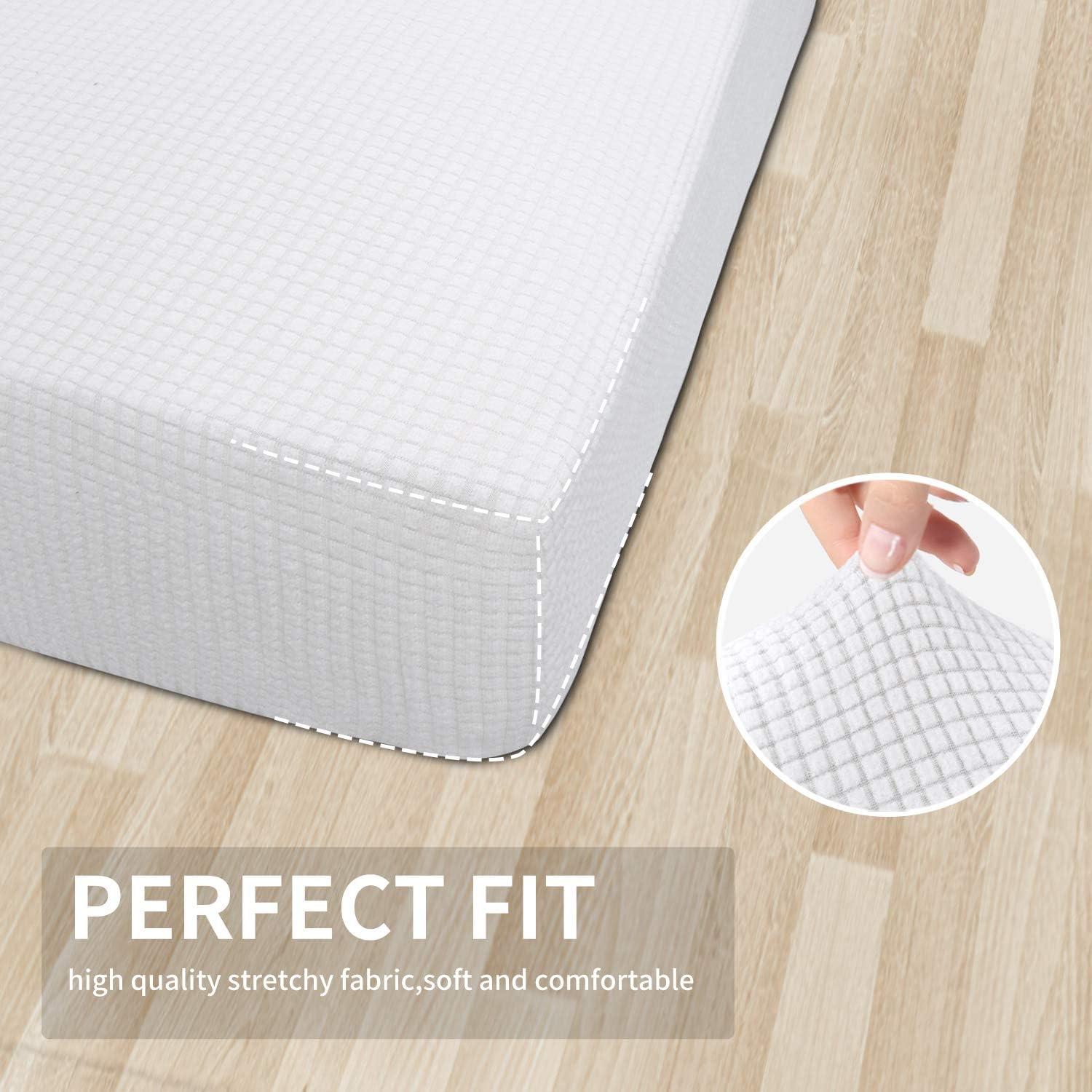 image:imageEasyGoing Stretch 4 Pieces Couch Cushion Covers for Sectional Sofa LeftRight L Shape Chaise Lounge Sofa Seat slipcover AntiSlip Sofa Cover Soft 3 Seater 1 Chaise Dark GraySnow White