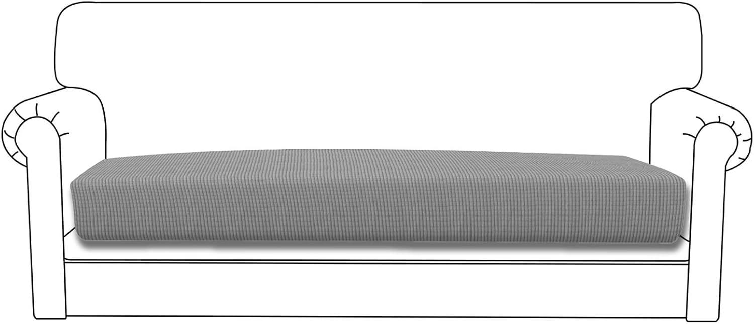 image:imageEasyGoing Stretch 4 Pieces Couch Cushion Covers for Sectional Sofa LeftRight L Shape Chaise Lounge Sofa Seat slipcover AntiSlip Sofa Cover Soft 3 Seater 1 Chaise Dark GrayLight Gray