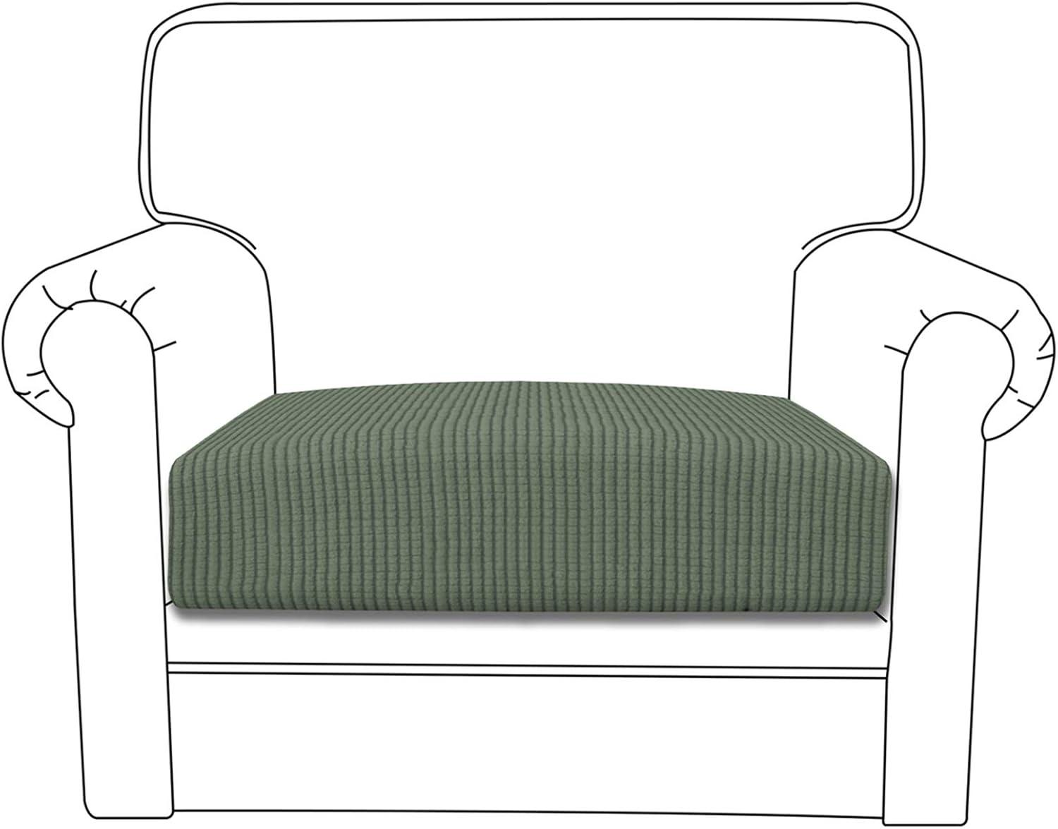 image:imageEasyGoing Stretch 4 Pieces Couch Cushion Covers for Sectional Sofa LeftRight L Shape Chaise Lounge Sofa Seat slipcover AntiSlip Sofa Cover Soft 3 Seater 1 Chaise Dark GrayGreyish Green