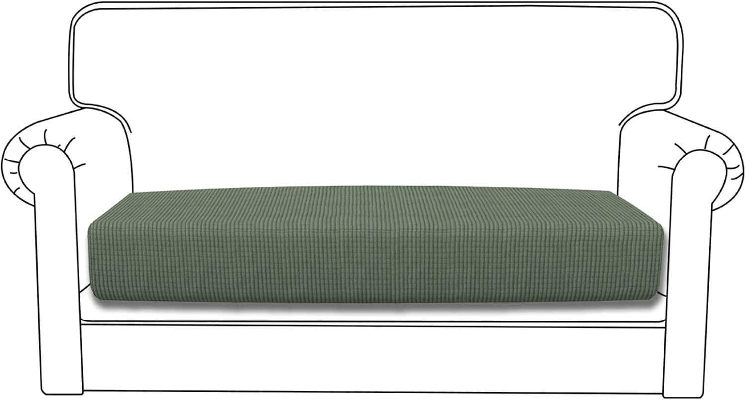 image:imageEasyGoing Stretch 4 Pieces Couch Cushion Covers for Sectional Sofa LeftRight L Shape Chaise Lounge Sofa Seat slipcover AntiSlip Sofa Cover Soft 3 Seater 1 Chaise Dark GrayGreyish Green