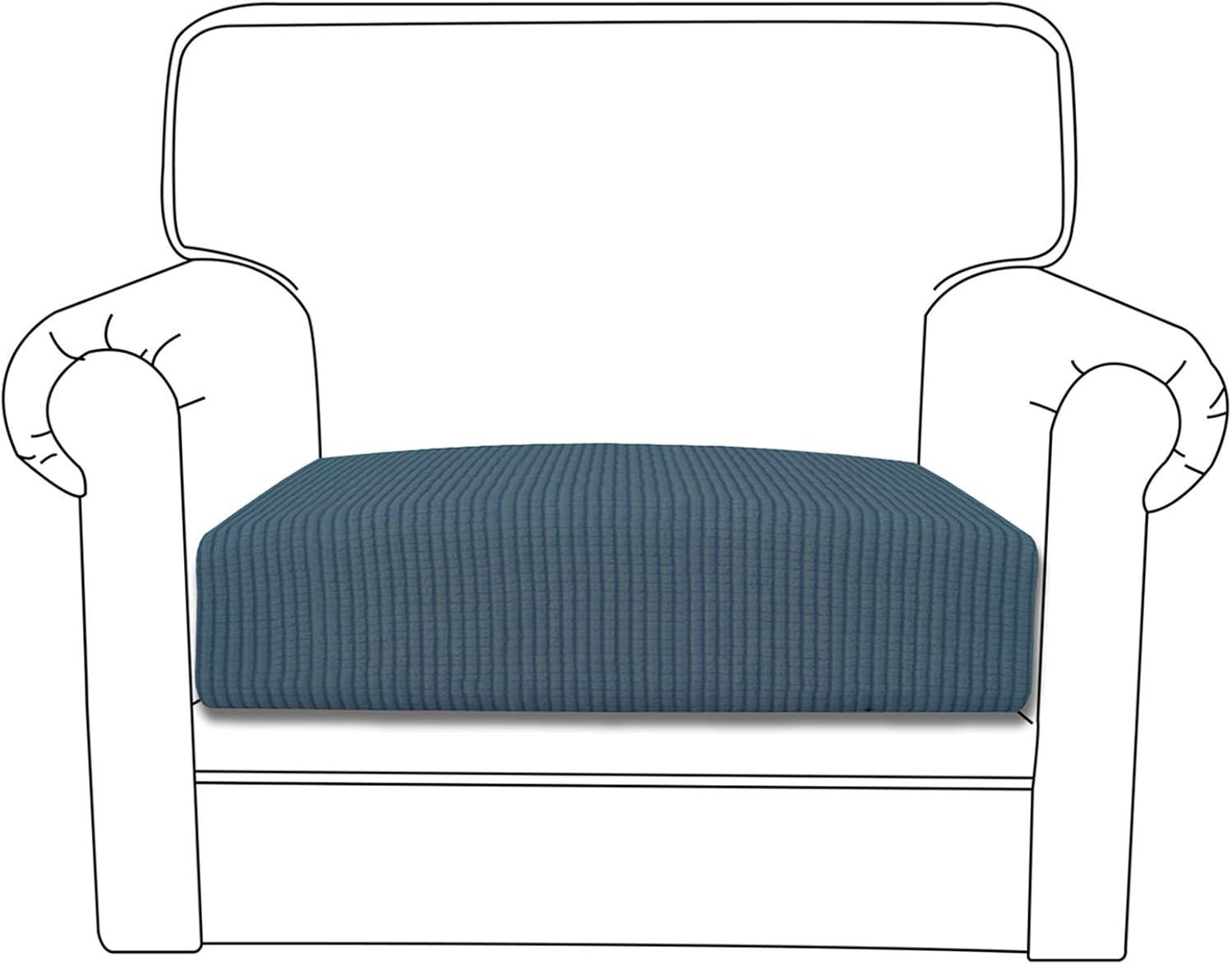 image:imageEasyGoing Stretch 4 Pieces Couch Cushion Covers for Sectional Sofa LeftRight L Shape Chaise Lounge Sofa Seat slipcover AntiSlip Sofa Cover Soft 3 Seater 1 Chaise Dark GrayBluestone