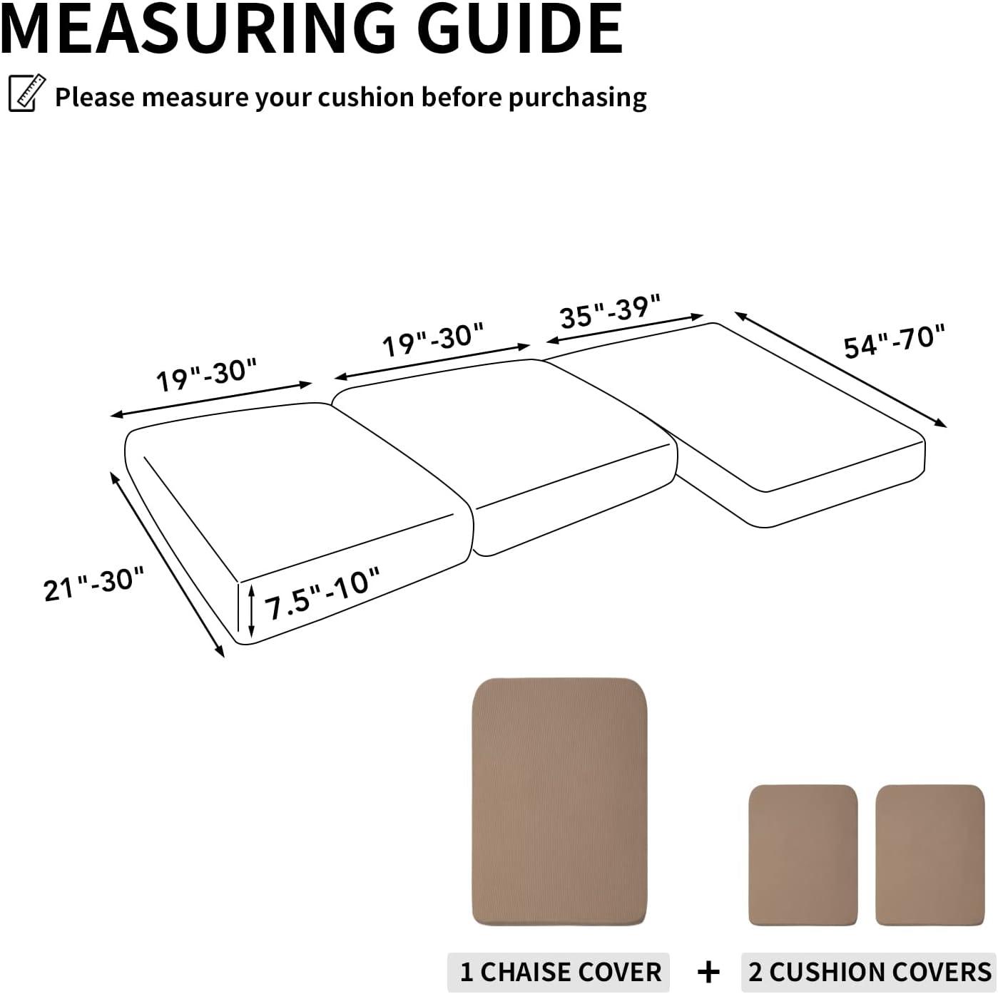image:imageEasyGoing Stretch 4 Pieces Couch Cushion Covers for Sectional Sofa LeftRight L Shape Chaise Lounge Sofa Seat slipcover AntiSlip Sofa Cover Soft 3 Seater 1 Chaise Dark GrayCamel
