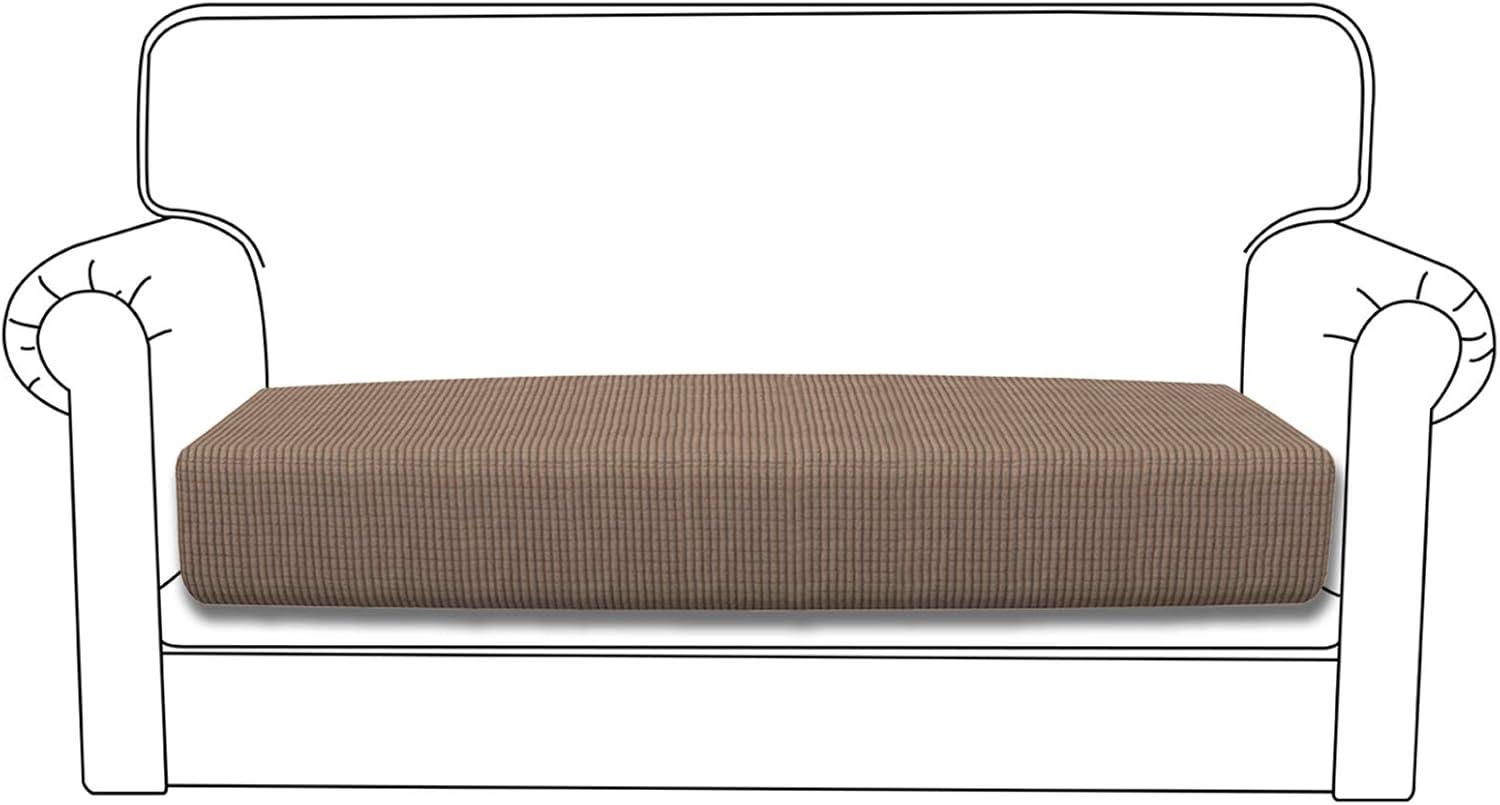 image:imageEasyGoing Stretch 4 Pieces Couch Cushion Covers for Sectional Sofa LeftRight L Shape Chaise Lounge Sofa Seat slipcover AntiSlip Sofa Cover Soft 3 Seater 1 Chaise Dark GrayCamel