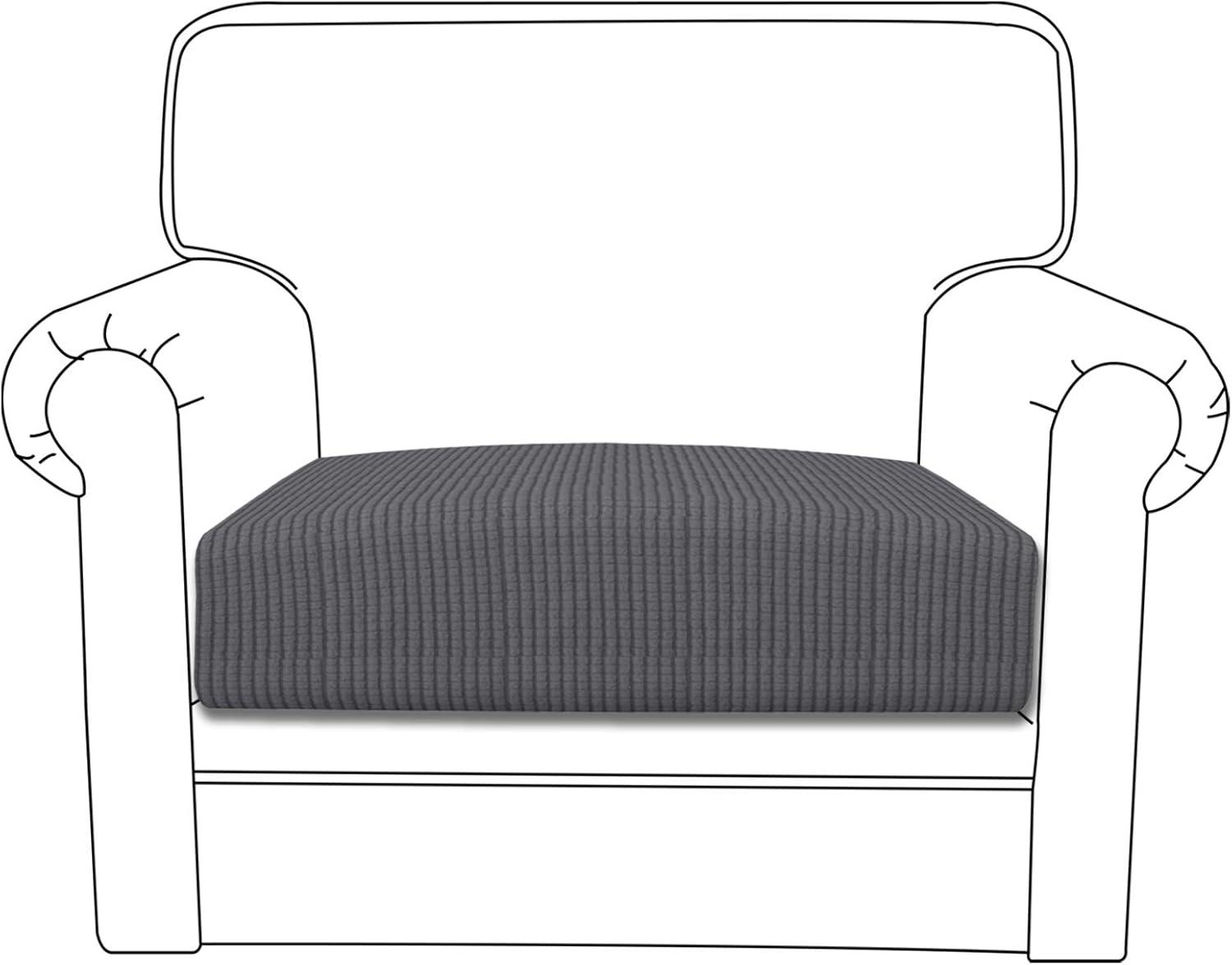 image:imageEasyGoing Stretch 4 Pieces Couch Cushion Covers for Sectional Sofa LeftRight L Shape Chaise Lounge Sofa Seat slipcover AntiSlip Sofa Cover Soft 3 Seater 1 Chaise Dark GrayGrey