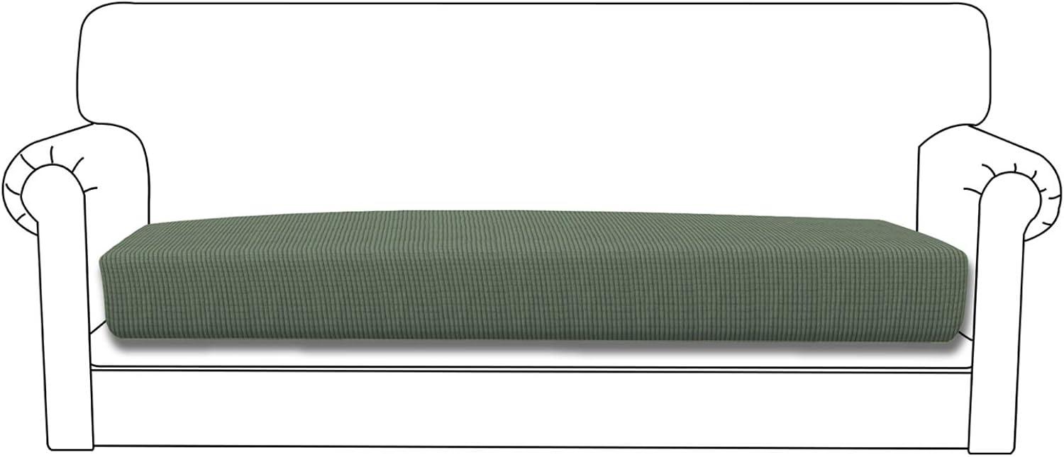 image:imageEasyGoing Stretch 4 Pieces Couch Cushion Covers for Sectional Sofa LeftRight L Shape Chaise Lounge Sofa Seat slipcover AntiSlip Sofa Cover Soft 3 Seater 1 Chaise Dark GrayGreyish Green