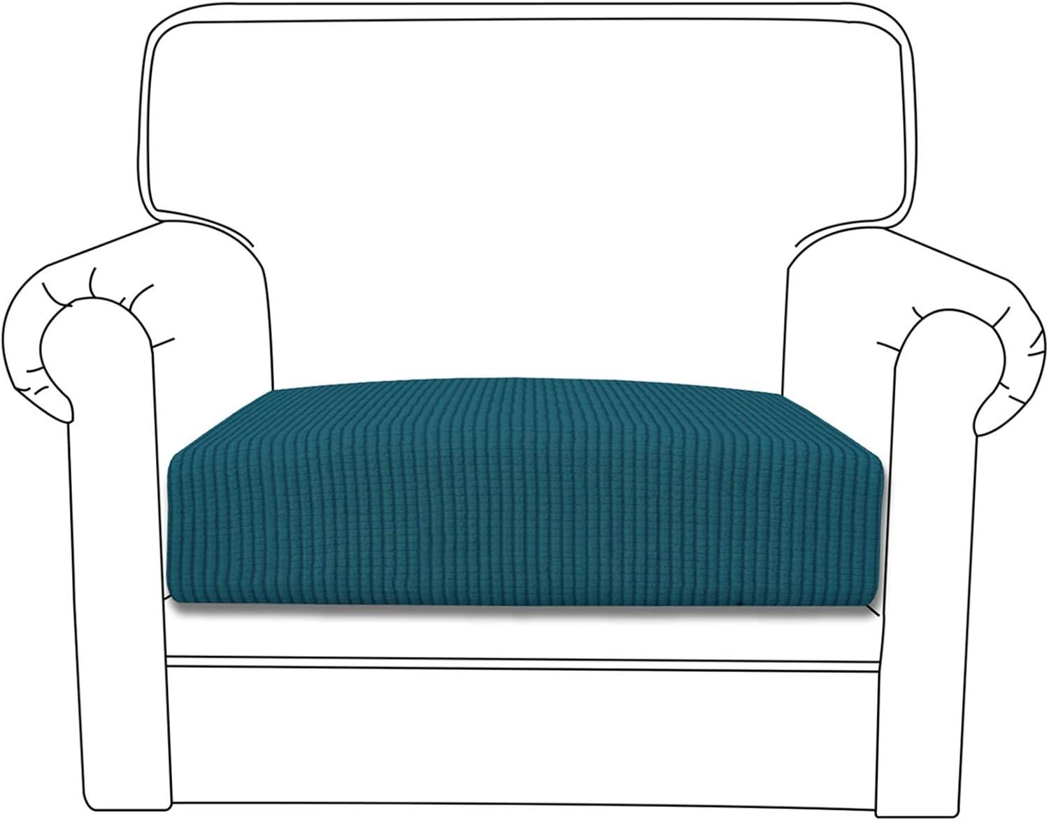 image:imageEasyGoing Stretch 4 Pieces Couch Cushion Covers for Sectional Sofa LeftRight L Shape Chaise Lounge Sofa Seat slipcover AntiSlip Sofa Cover Soft 3 Seater 1 Chaise Dark GrayPeacock Blue