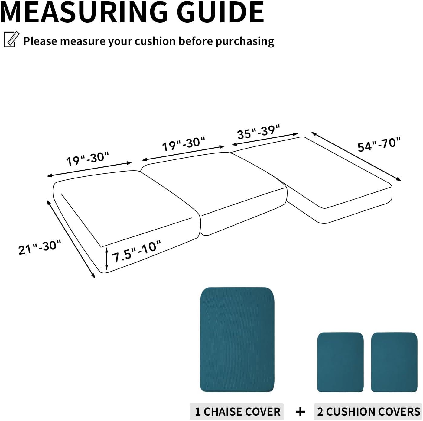image:imageEasyGoing Stretch 4 Pieces Couch Cushion Covers for Sectional Sofa LeftRight L Shape Chaise Lounge Sofa Seat slipcover AntiSlip Sofa Cover Soft 3 Seater 1 Chaise Dark GrayPeacock Blue
