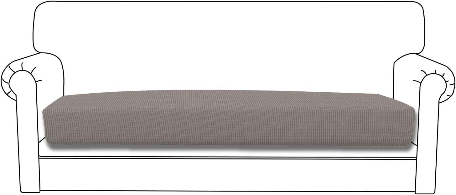 image:imageEasyGoing Stretch 4 Pieces Couch Cushion Covers for Sectional Sofa LeftRight L Shape Chaise Lounge Sofa Seat slipcover AntiSlip Sofa Cover Soft 3 Seater 1 Chaise Dark GrayTaupe