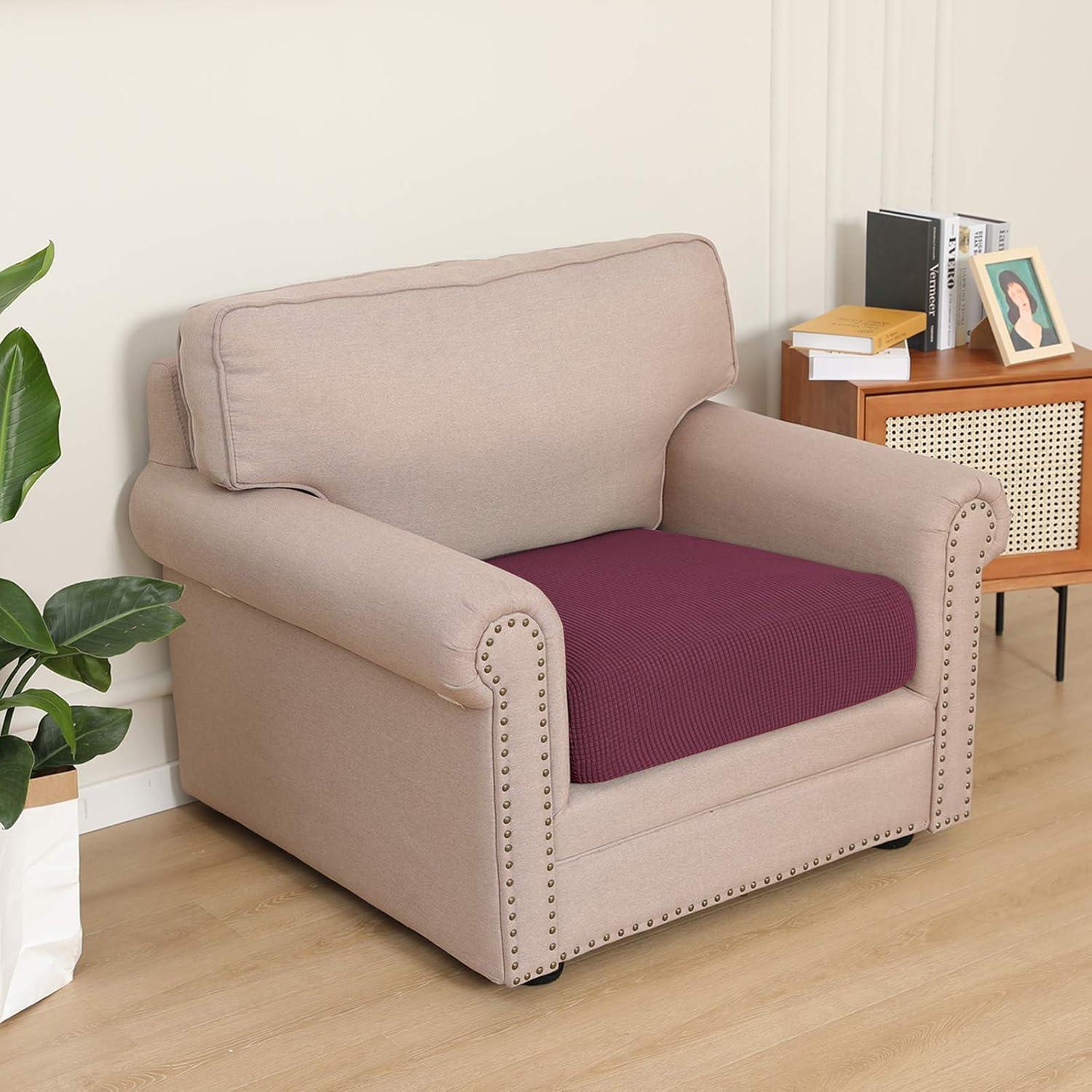 image:imageEasyGoing Stretch 4 Pieces Couch Cushion Covers for Sectional Sofa LeftRight L Shape Chaise Lounge Sofa Seat slipcover AntiSlip Sofa Cover Soft 3 Seater 1 Chaise Dark GrayAsh Rose