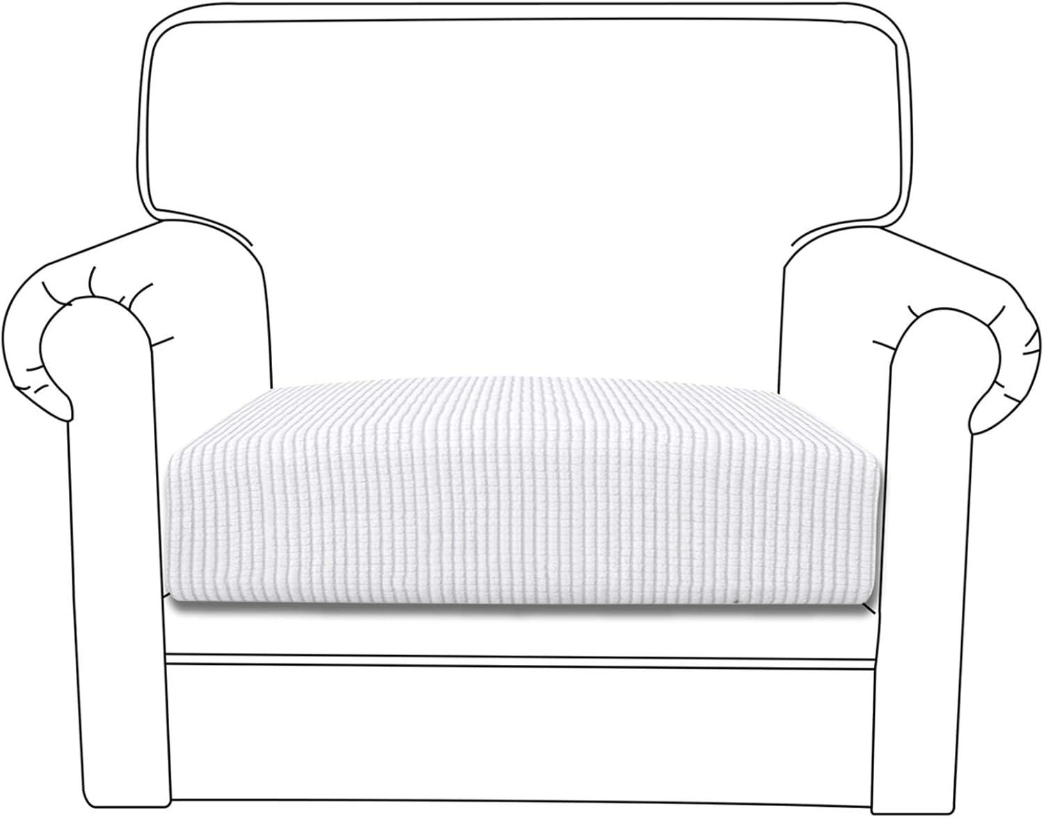 image:imageEasyGoing Stretch 4 Pieces Couch Cushion Covers for Sectional Sofa LeftRight L Shape Chaise Lounge Sofa Seat slipcover AntiSlip Sofa Cover Soft 3 Seater 1 Chaise Dark GraySnow White