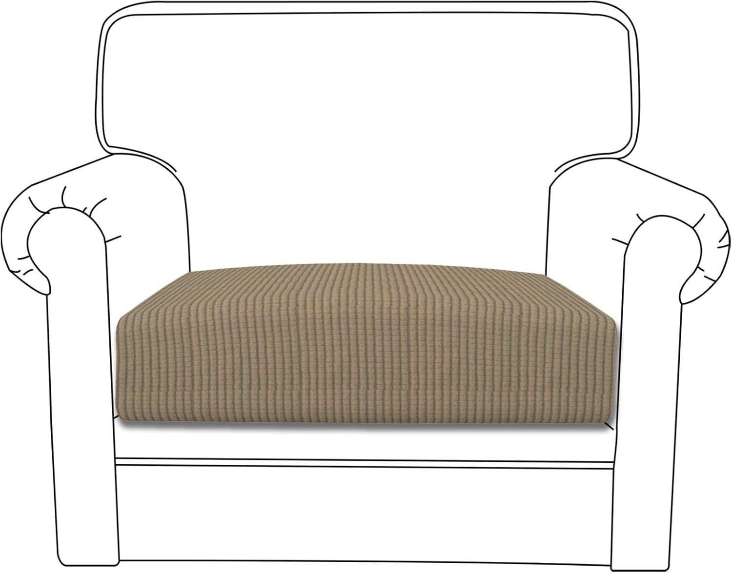 image:imageEasyGoing Stretch 4 Pieces Couch Cushion Covers for Sectional Sofa LeftRight L Shape Chaise Lounge Sofa Seat slipcover AntiSlip Sofa Cover Soft 3 Seater 1 Chaise Dark GrayNatural