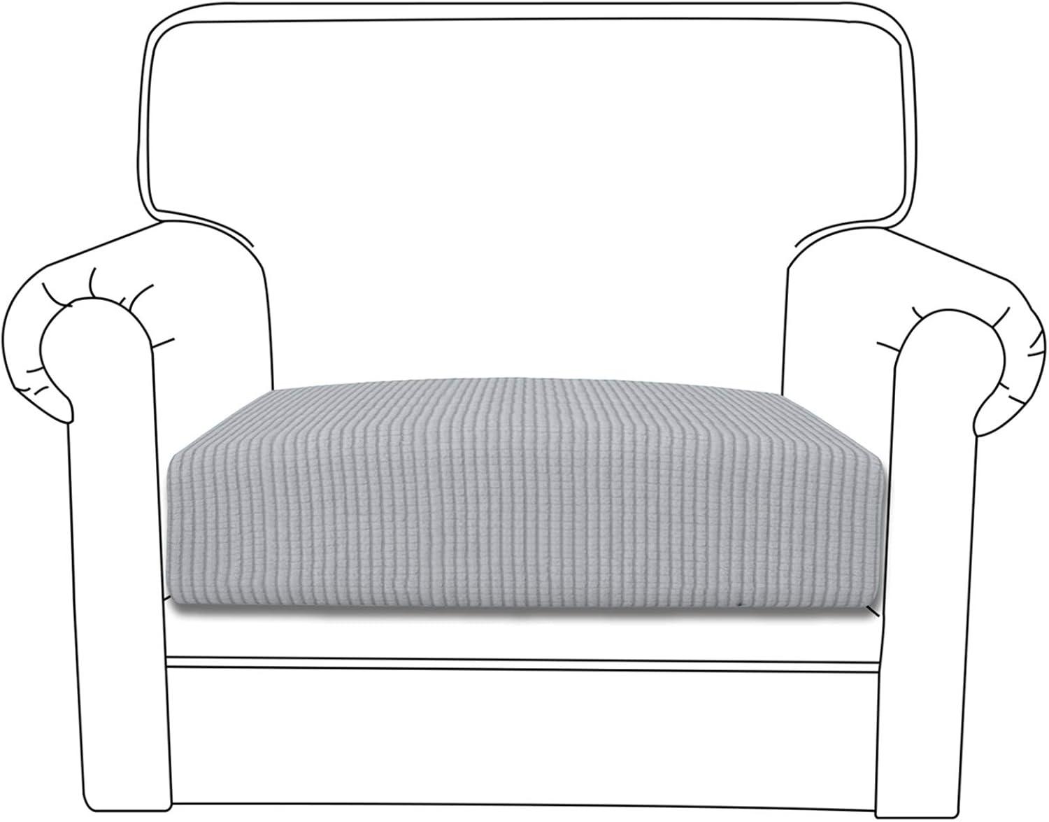 image:imageEasyGoing Stretch 4 Pieces Couch Cushion Covers for Sectional Sofa LeftRight L Shape Chaise Lounge Sofa Seat slipcover AntiSlip Sofa Cover Soft 3 Seater 1 Chaise Dark GraySilver Gray
