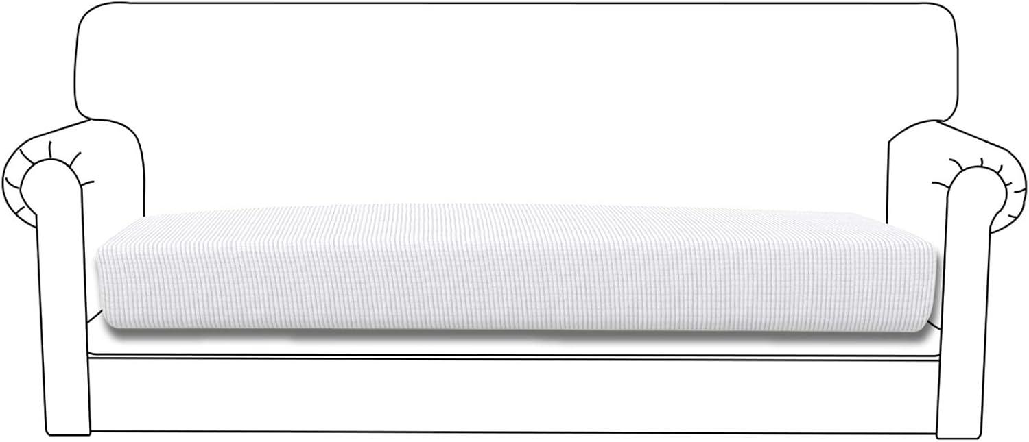 image:imageEasyGoing Stretch 4 Pieces Couch Cushion Covers for Sectional Sofa LeftRight L Shape Chaise Lounge Sofa Seat slipcover AntiSlip Sofa Cover Soft 3 Seater 1 Chaise Dark GraySnow White