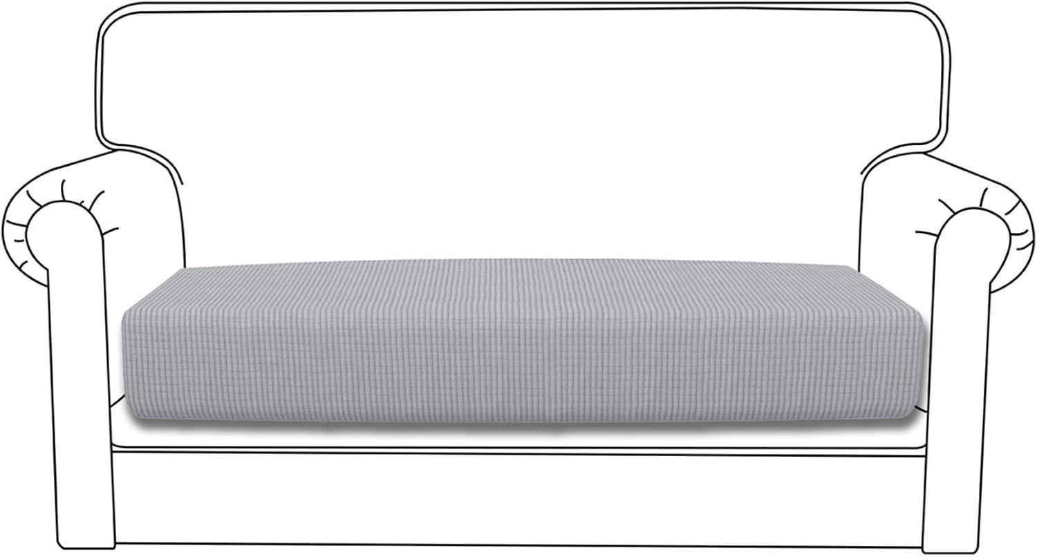 image:imageEasyGoing Stretch 4 Pieces Couch Cushion Covers for Sectional Sofa LeftRight L Shape Chaise Lounge Sofa Seat slipcover AntiSlip Sofa Cover Soft 3 Seater 1 Chaise Dark GraySilver Gray